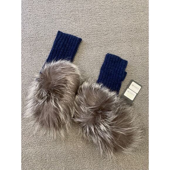 Zoe Couture Women One Size Blue Cashmere Gloves NWT - Picture 2 of 5